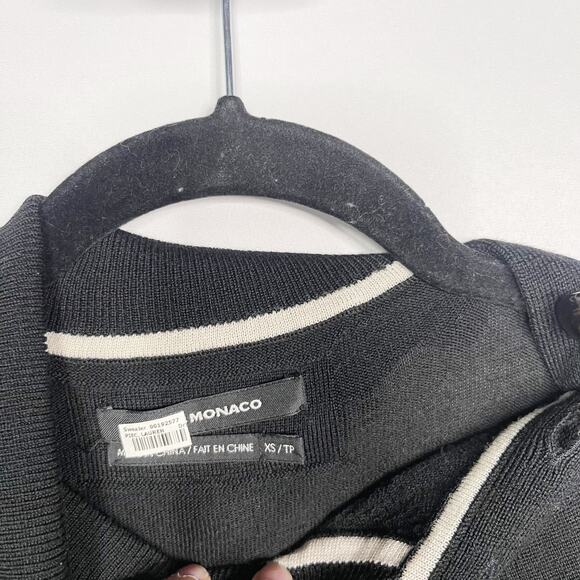 Club Monaco Womens XS Black Wool Split Collar Turtleneck Sweater Button Cuffs - Picture 10 of 12